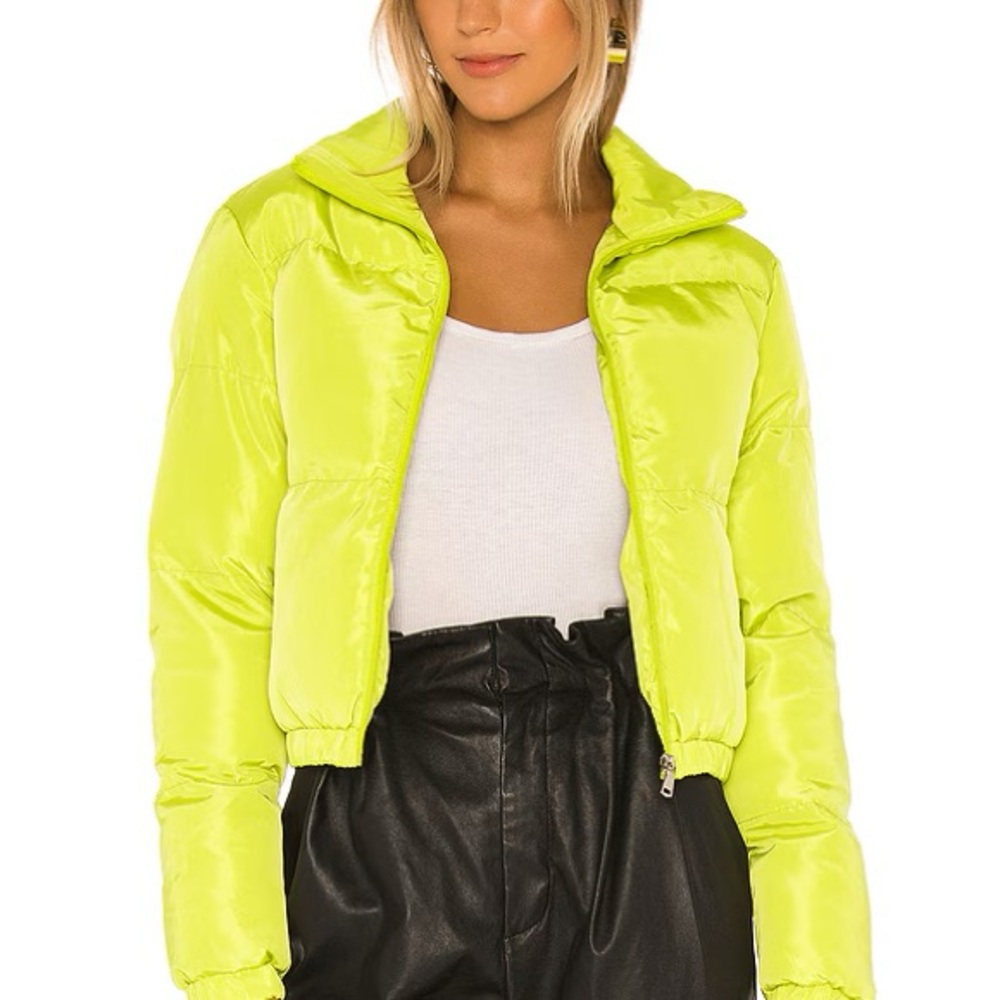 Superdown TASHA Bright Lime Puffer Jacket